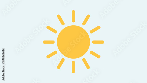 Bright yellow sun icon with rays on a light blue background