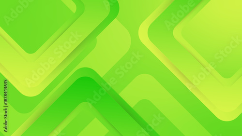 Dynamic green layers featuring square shapes with rounded corners for organic tech feel