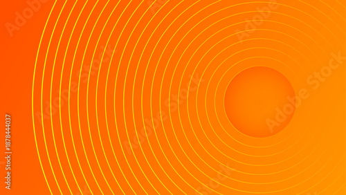 Abstract background featuring a sun-like circular core with expanding thin yellow concentric lines on orange