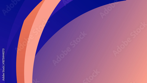 Modern abstract background featuring bold navy blue and warm peach flowing curved layers