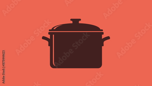Cooking Pot Icon on Coral Background