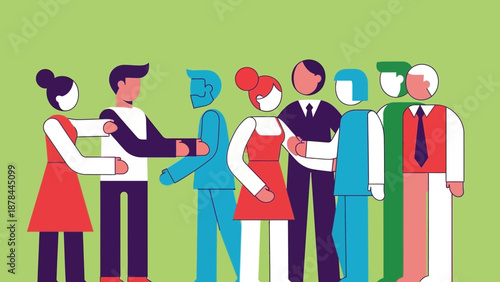 Diverse group of people in a line, communication and connection concept