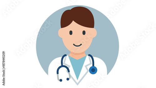 Doctor Avatar Icon with Stethoscope, Medical Professional Illustration