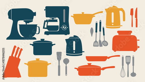 Kitchen Appliances and Utensils Silhouette Collection