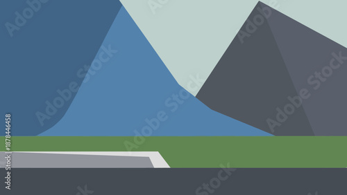 Minimalist Mountain Landscape Flat Design