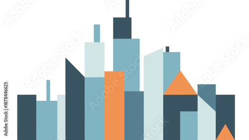 Modern Cityscape Skyline Abstract Geometric Design