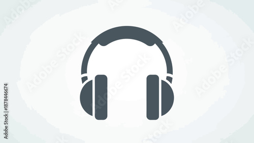 Modern Headphones Icon on Light Background - Audio Equipment Symbol