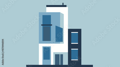 Modern Office Building Facade, Minimalist Architecture Design, Corporate Headquarters