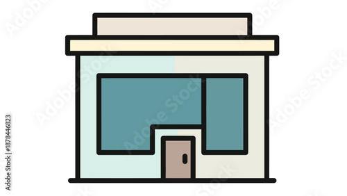 Modern Storefront Facade Icon - Minimalist Urban Shop Illustration