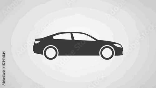 Modern Sedan Car Silhouette Icon on Abstract Background