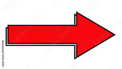 A large red arrow pointing to the right on transparent background high quality professional detailed modern
