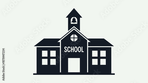 School Building Icon Silhouette - Education Concept