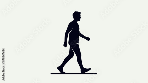 Silhouette of a man walking, isolated on a light background