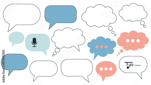 Speech Bubbles and Thought Clouds Collection - Communication Icons