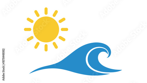 Sunny Day at the Beach with Ocean Wave Icon