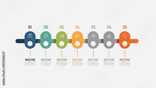 Timeline Infographic with Icons and Milestones - Business Progress Concept