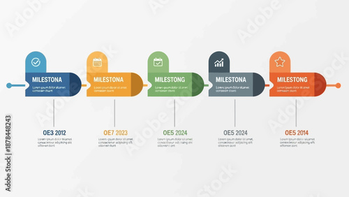 Timeline Infographic with Milestones and Icons, Business Growth Concept