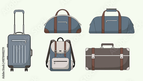 Travel Luggage Set: Suitcase, Duffel Bags, Backpack, Vintage Trunk