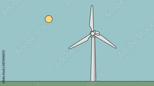 Wind Turbine Generating Clean Energy Under a Sunny Sky
