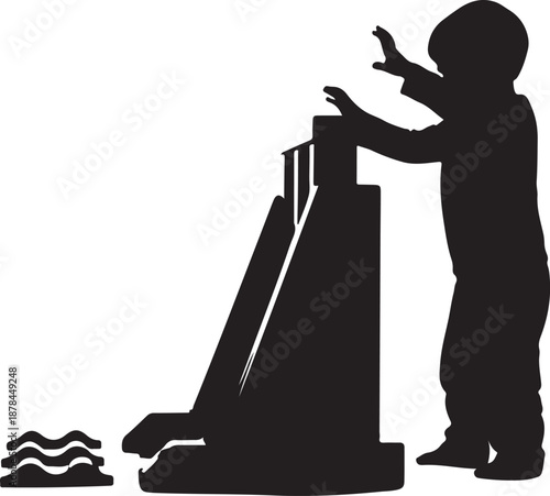 Kid Standing at Arcade Machine Silhouette