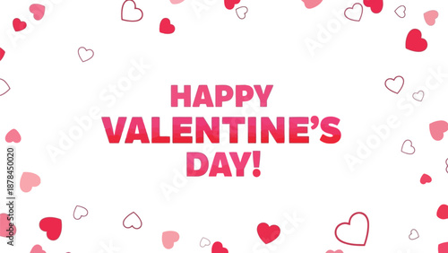 Animated background featuring bright pink text wishing everyone a happy valentine's day surrounded by falling hearts.