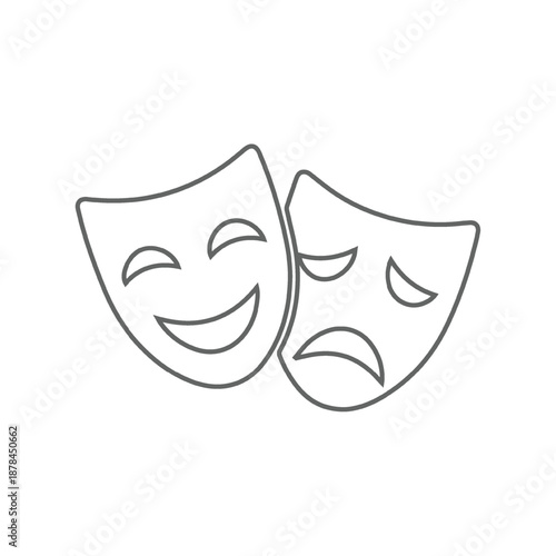 Comedy and Tragedy Theatrical Masks Icon