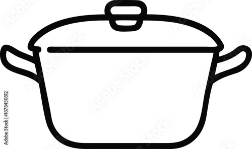 Black outline of a cooking pot with handles lid saucepan