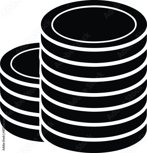 Stacked Coins Silhouette Vector Simple Solid Black Graphic money finance 4