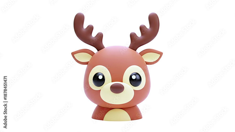 Fototapeta premium Cute 3D Cartoon Reindeer Character
