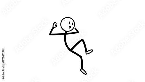 Simple stick figure dancing with one arm raised in joy.