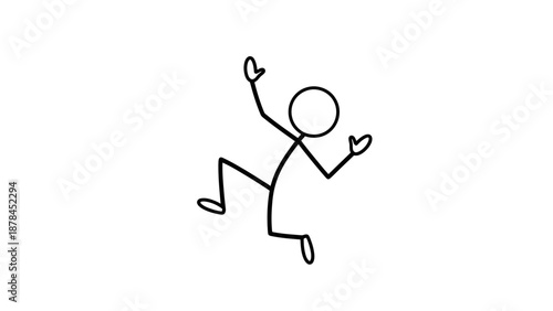 Simple stick figure dancing with joy and enthusiasm.