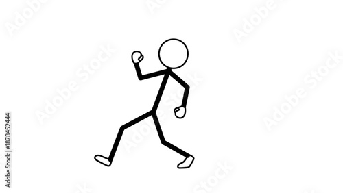Simple stick figure running with fists clenched in a dynamic pose.