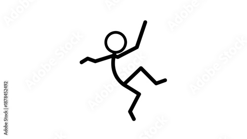 Simple stick figure dancing with dynamic pose and movement.