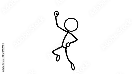 Simple stick figure playing tennis with racket and ball.