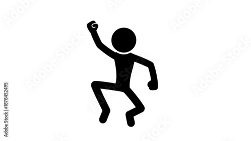 Simple black silhouette of a person dancing with one arm raised.
