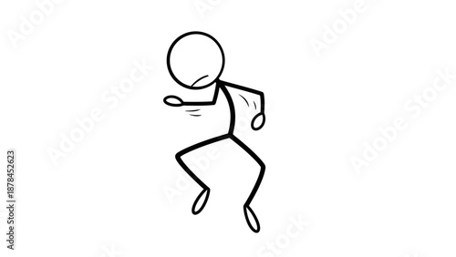 Simple stick figure dancing with dynamic pose and motion lines.