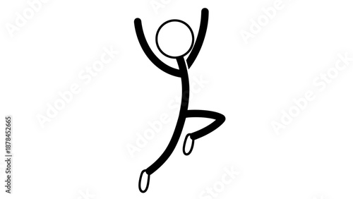 Simple stick figure jumping in the air with arms raised.
