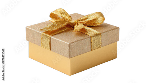 Elegant square box with a luxurious gold ribbon and bow