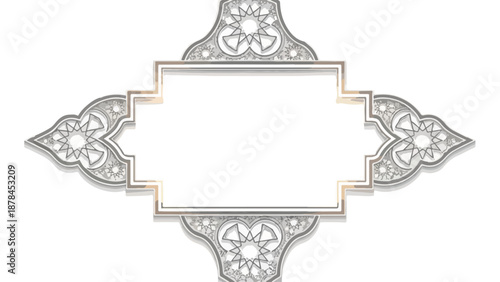 Ornate silver frame with floral patterns and gold accents