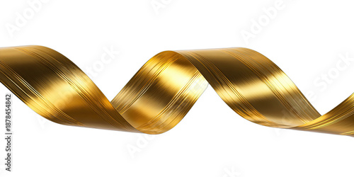 Gleaming golden ribbon twisting and flowing against a dark background