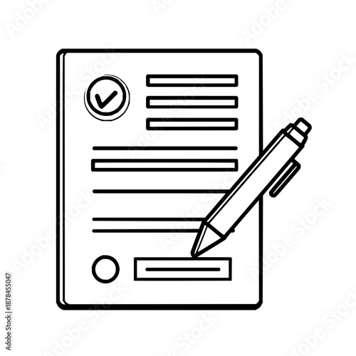 Contract document agreement with pen signing form checklist paper business approved application 100