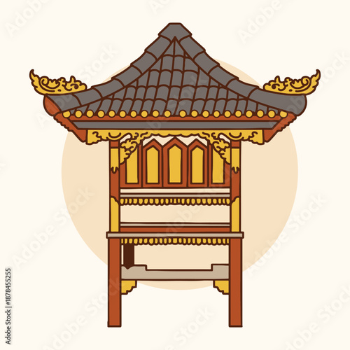 Balinese Temple Architecture Illustration