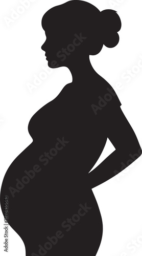 Pregnant Woman Silhouette Profile Vector Illustration