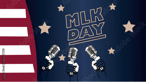 MLK Day Celebration with Retro Microphones and Stars - A Tribute to Martin Luther King Jr