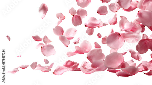 Wallpaper Mural Pink flower petals falling gently against black background Torontodigital.ca