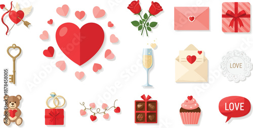 Valentine's day symbols and icons collection