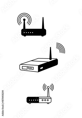 Wallpaper Mural Wireless routers with signal waves for internet connectivity Torontodigital.ca