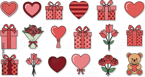 Valentine's day themed icons and symbols