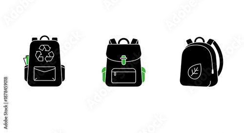 Wallpaper Mural Eco friendly backpacks with recycling and leaf symbols Torontodigital.ca