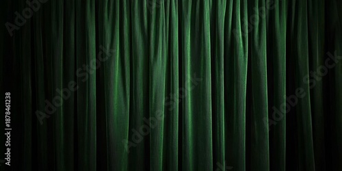 Rich green velvet curtain fabric, perfect for interior decoration and design.